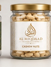 AL MIQDAAD cashew packaging visual.