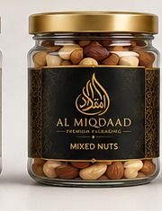 AL MIQDAAD mixed nuts packaging visual.