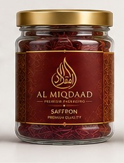 AL MIQDAAD saffron pouch packaging visual.
